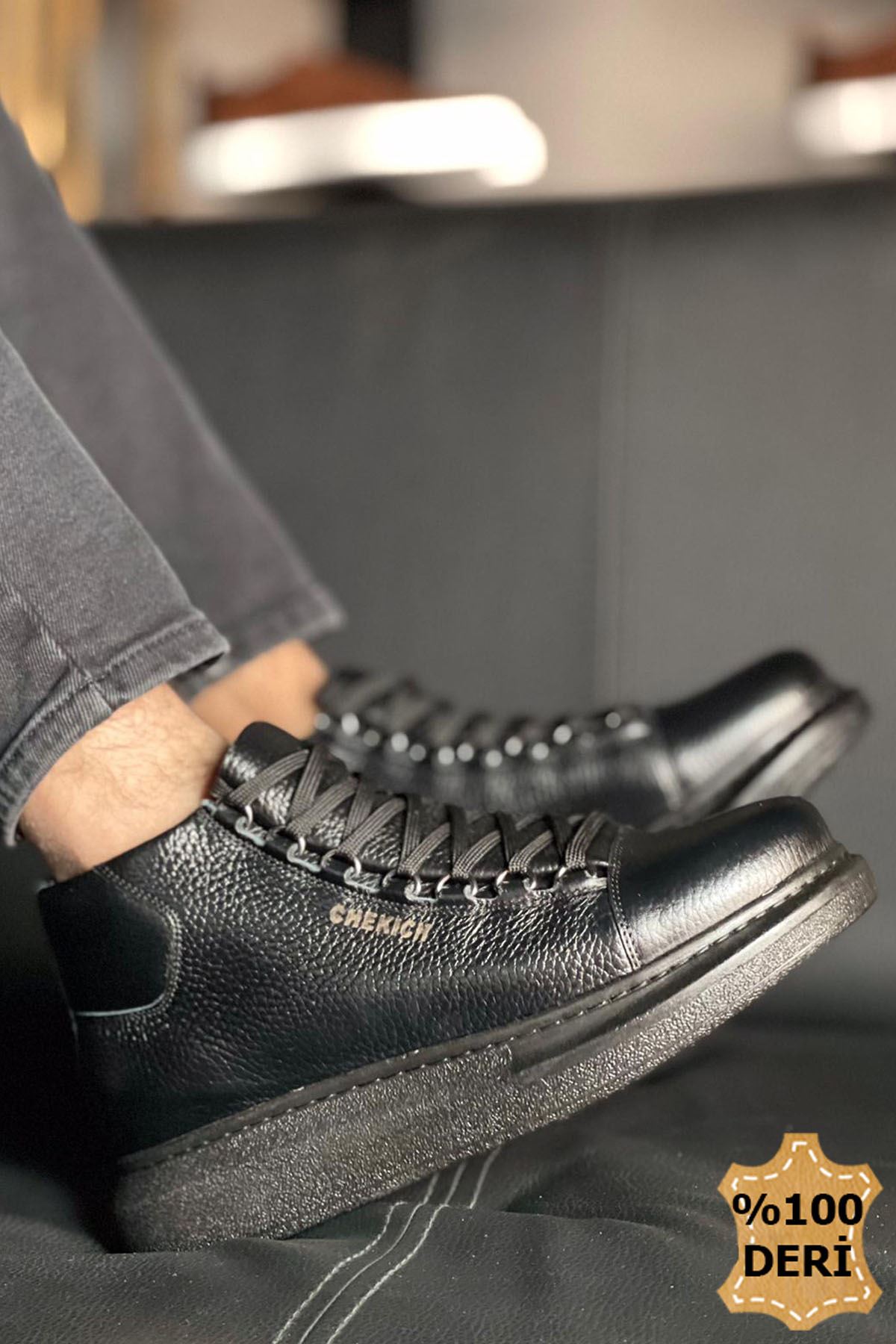 CH258 - CST Roma Deri Erkek Bot SIYAH - Görsel 3