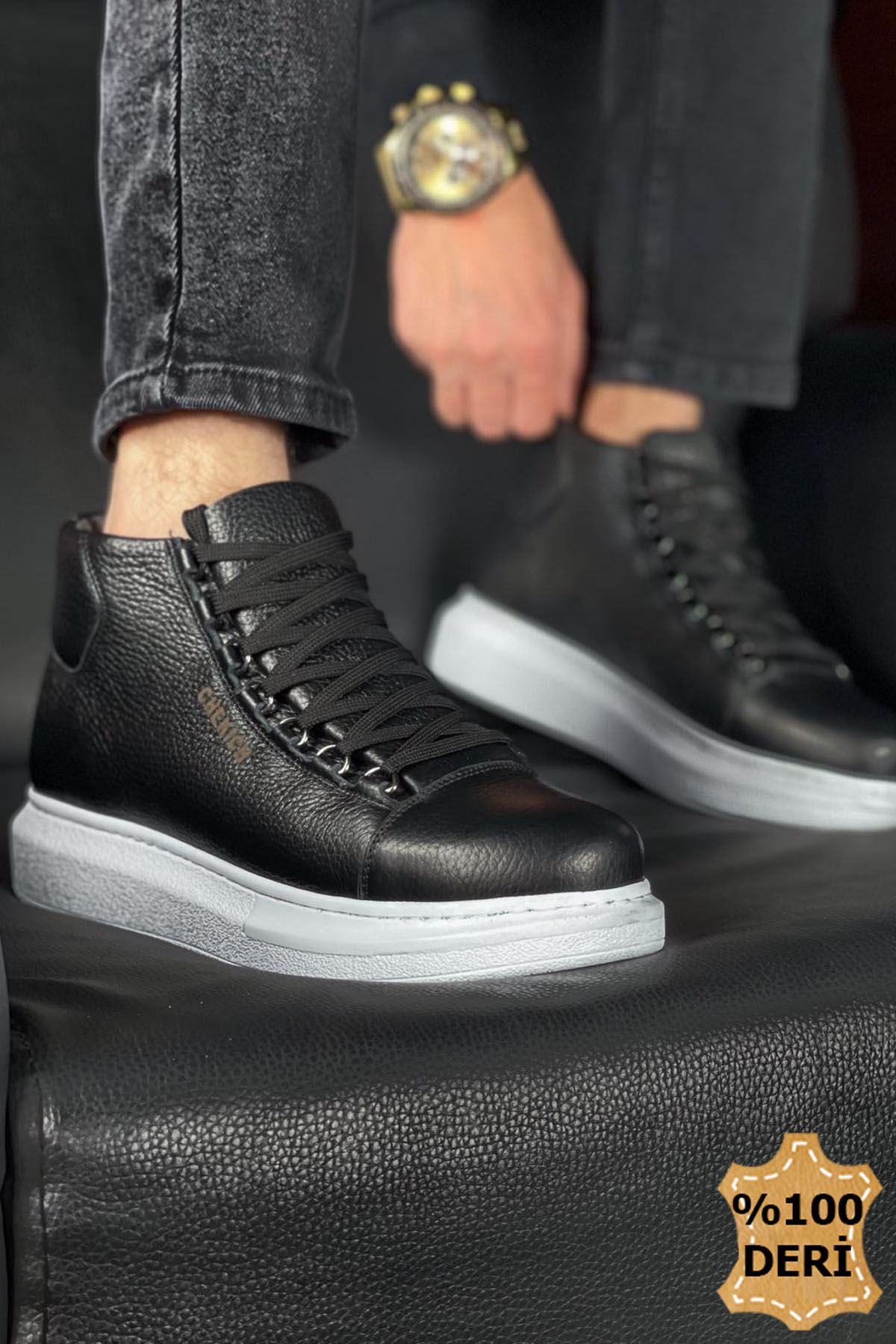 CH258 - DBT Roma Deri Erkek Bot SIYAH - Görsel 2