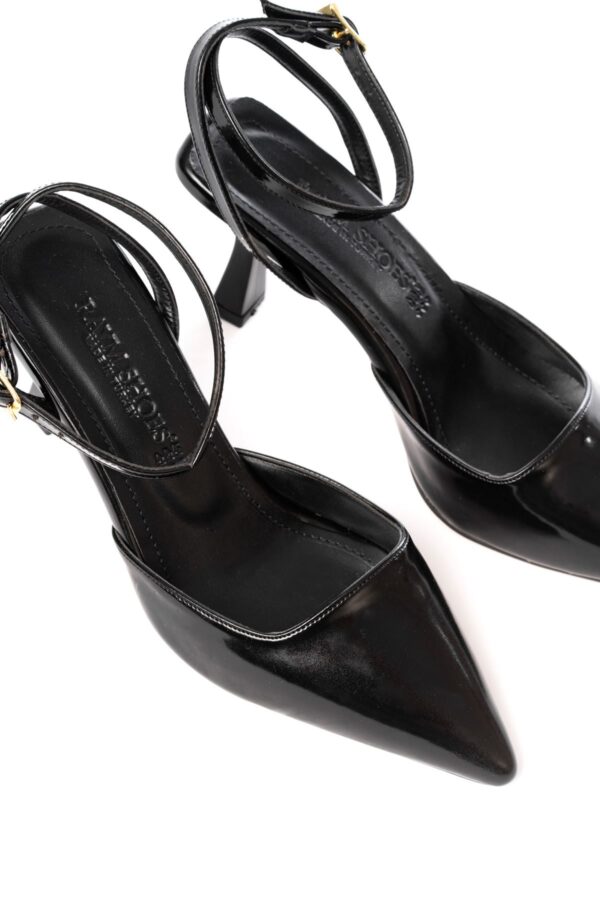 ST-004 Siyah Rugan Günlük 7 cm Topuklu Bayan Ayakkabı - Görsel 3