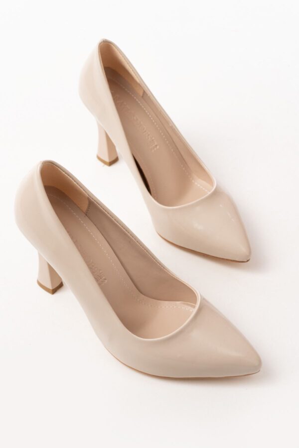 ST-001 Bej Rugan Günlük 9 cm Topuklu Bayan Stiletto Ayakkabı - Görsel 3