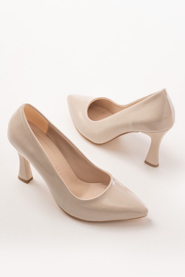 ST-001 Bej Rugan Günlük 9 cm Topuklu Bayan Stiletto Ayakkabı - Görsel 4