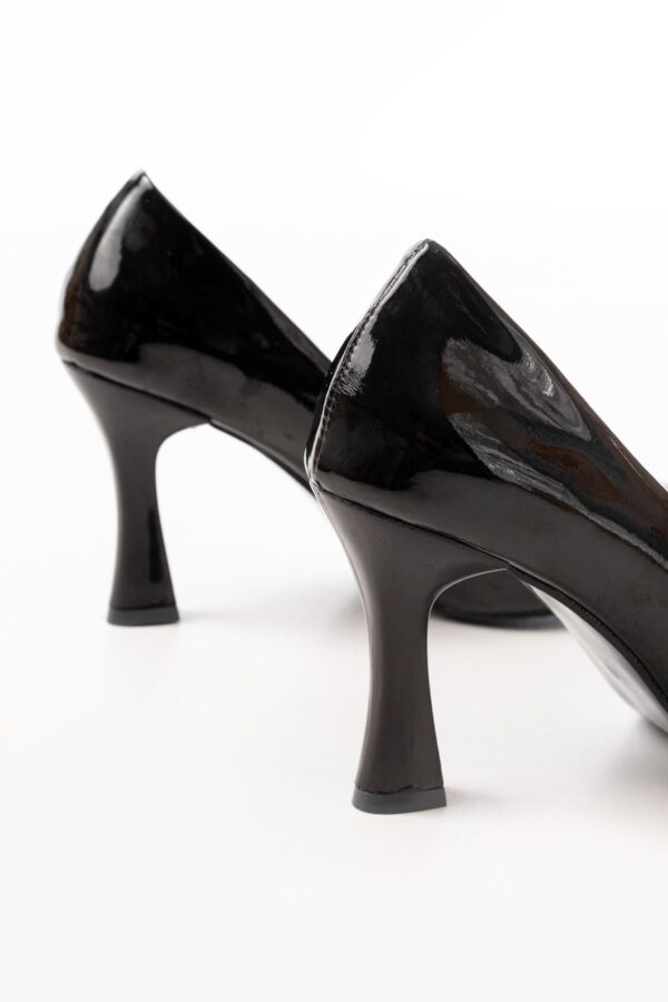 ST-001 Siyah Rugan Günlük 9 cm Topuklu Bayan Stiletto Ayakkabı - Görsel 4