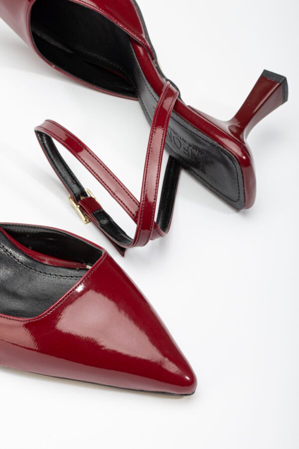 ST-004 Bordo Rugan Günlük 7 cm Topuklu Bayan Ayakkabı - Görsel 3