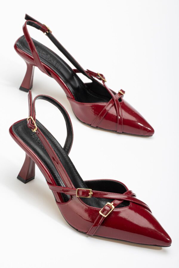 ST-005 Bordo Rugan Günlük 7 cm Topuklu Bayan Ayakkabı - Görsel 3
