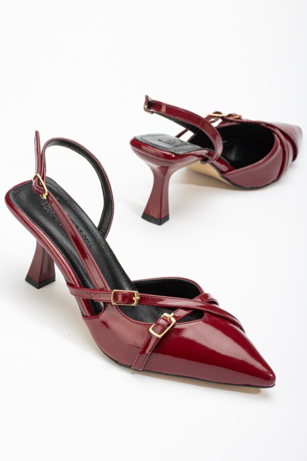 ST-005 Bordo Rugan Günlük 7 cm Topuklu Bayan Ayakkabı - Görsel 4