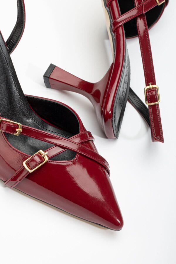 ST-005 Bordo Rugan Günlük 7 cm Topuklu Bayan Ayakkabı - Görsel 5