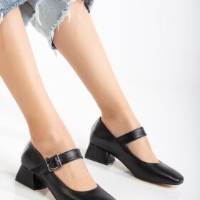 ST-006 Siyah Günlük 4 cm Topuklu Bayan Ayakkabı