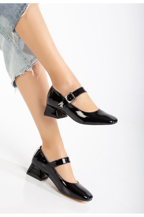 ST-006 Siyah Rugan Günlük 4 cm Topuklu Bayan Ayakkabı - Görsel 2