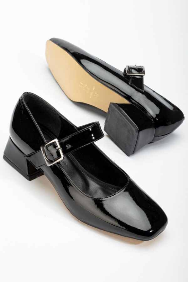 ST-006 Siyah Rugan Günlük 4 cm Topuklu Bayan Ayakkabı - Görsel 4