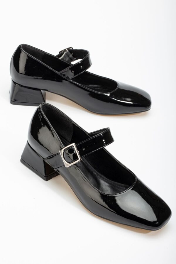 ST-006 Siyah Rugan Günlük 4 cm Topuklu Bayan Ayakkabı - Görsel 5