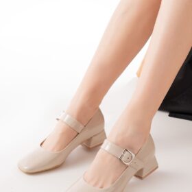 ST-006 Bej Rugan Günlük 4 cm Topuklu Bayan Ayakkabı
