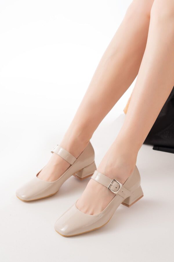 ST-006 Bej Rugan Günlük 4 cm Topuklu Bayan Ayakkabı - Görsel 2