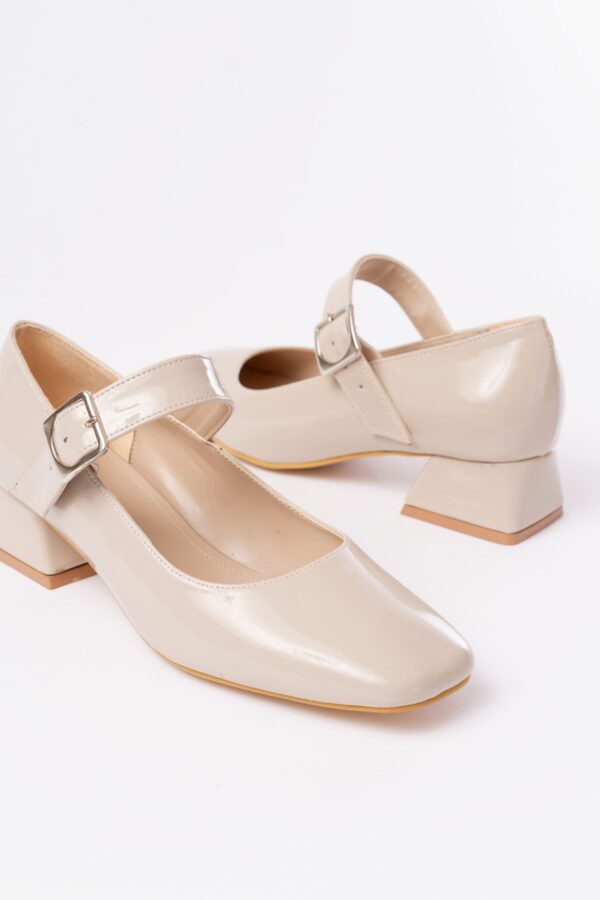 ST-006 Bej Rugan Günlük 4 cm Topuklu Bayan Ayakkabı - Görsel 4