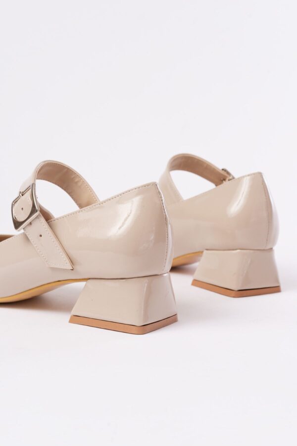 ST-006 Bej Rugan Günlük 4 cm Topuklu Bayan Ayakkabı - Görsel 5