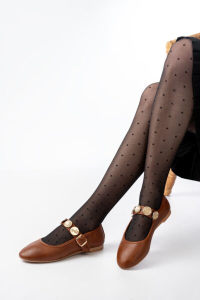 İNF-6363  Taba Baret Tokalı Günlük Bayan Ayakkabı