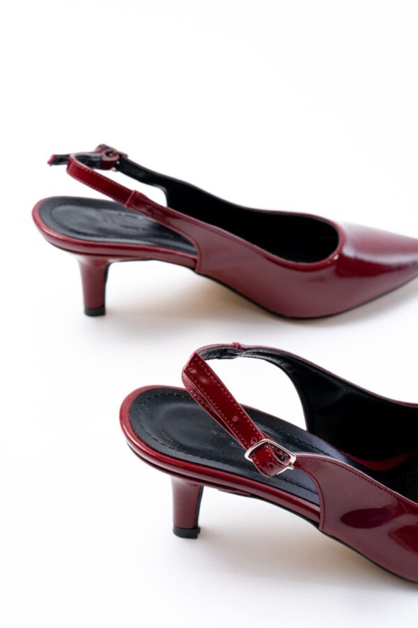 ST-1152 Bordo Rugan Günlük 7 cm Topuklu Kadın Ayakkabı - Görsel 4