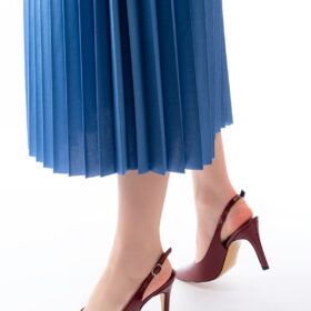 ST-1153 Bordo Rugan Günlük Arkası Açık 9 cm Topuklu Kadın Ayakkabı