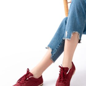 RS-01 Bordo Süet İnce Taban Günlük Spor Ayakkabı