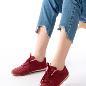 RS-01 Bordo Süet İnce Taban Günlük Spor Ayakkabı