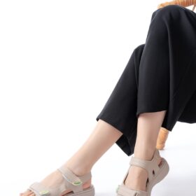 DM-363  Bej Baret Cırtlı Dikişli Günlük Kadın Sandalet