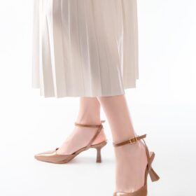 ST-004 Vizon Rugan Günlük 7 cm Topuklu Bayan Ayakkabı