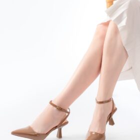 ST-004 Vizon Rugan Günlük 7 cm Topuklu Bayan Ayakkabı