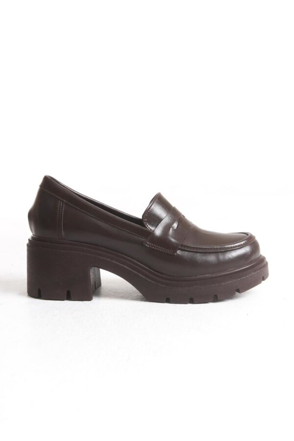 K-706 Kahve Kırışık Rugan Yüksek Tabanlı Loafer Ayakkabı - Görsel 5