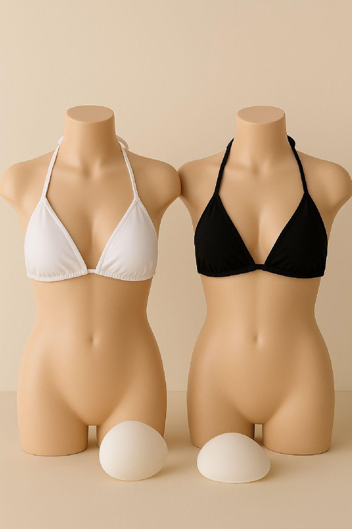 Kadın Siyah ve Beyaz Minimal Kesim Üçgen Bikini Üstü – Modern ve Şık Tasarım - Görsel 6