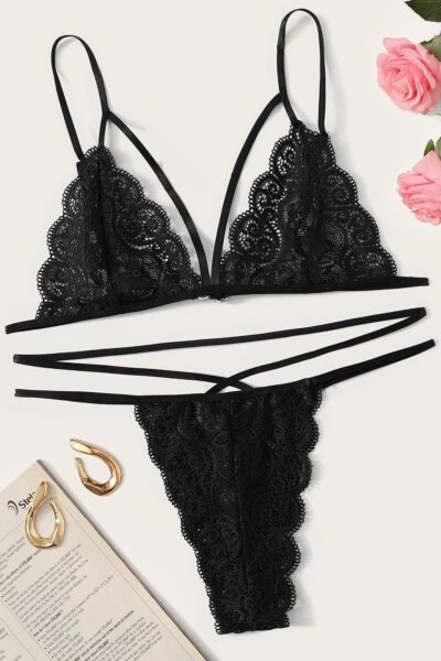 Kadın Siyah Dantel Sütyen Külot Takımı – Modern, Konforlu ve Günlük Kombinlere Uygun