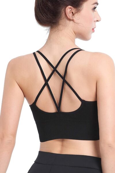 Kadın Siyah Çarpraz İpli Spor Büstiyer – Modern ve Şık Tasarım