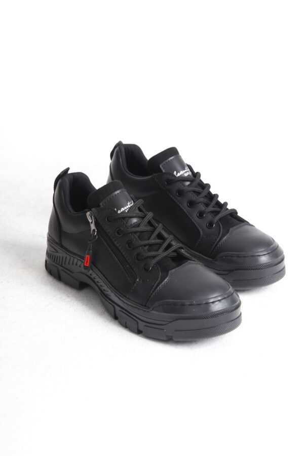 AGATHA Bağcıklı Fermuarlı Ortopedik Taban Kadın Sneaker Spor Ayakkabı CST - Siyah - Görsel 5