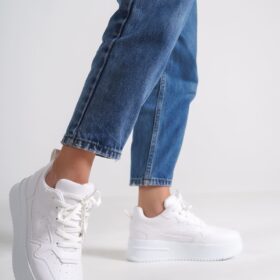 ALESSI Bağcıklı Ortopedik Taban Kadın Sneaker Spor Ayakkabı CBT - Beyaz