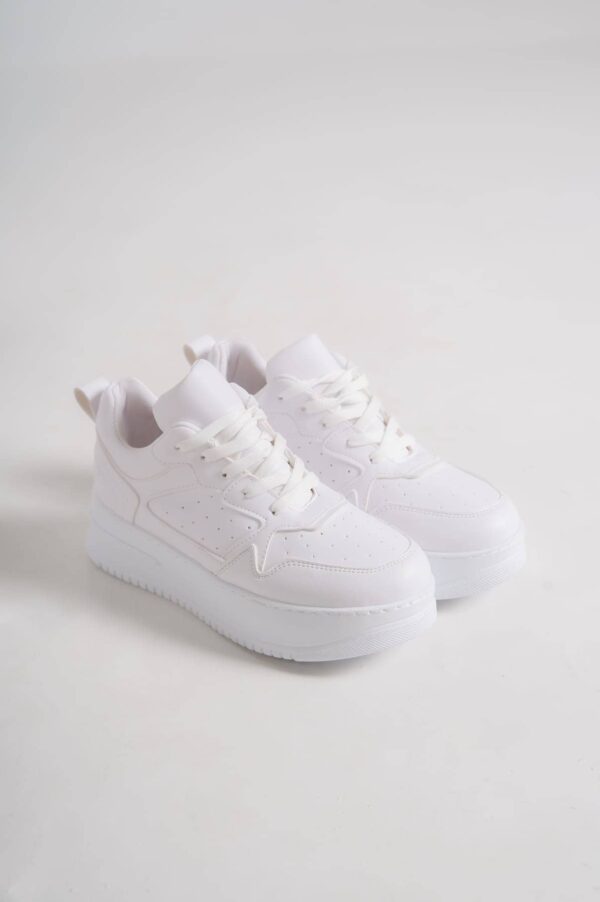 ALESSI Bağcıklı Ortopedik Taban Kadın Sneaker Spor Ayakkabı CBT - Beyaz - Görsel 4