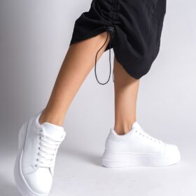 BIANA Bağcıklı Ortopedik Taban Kadın Sneaker Spor Ayakkabı  CBT - Beyaz