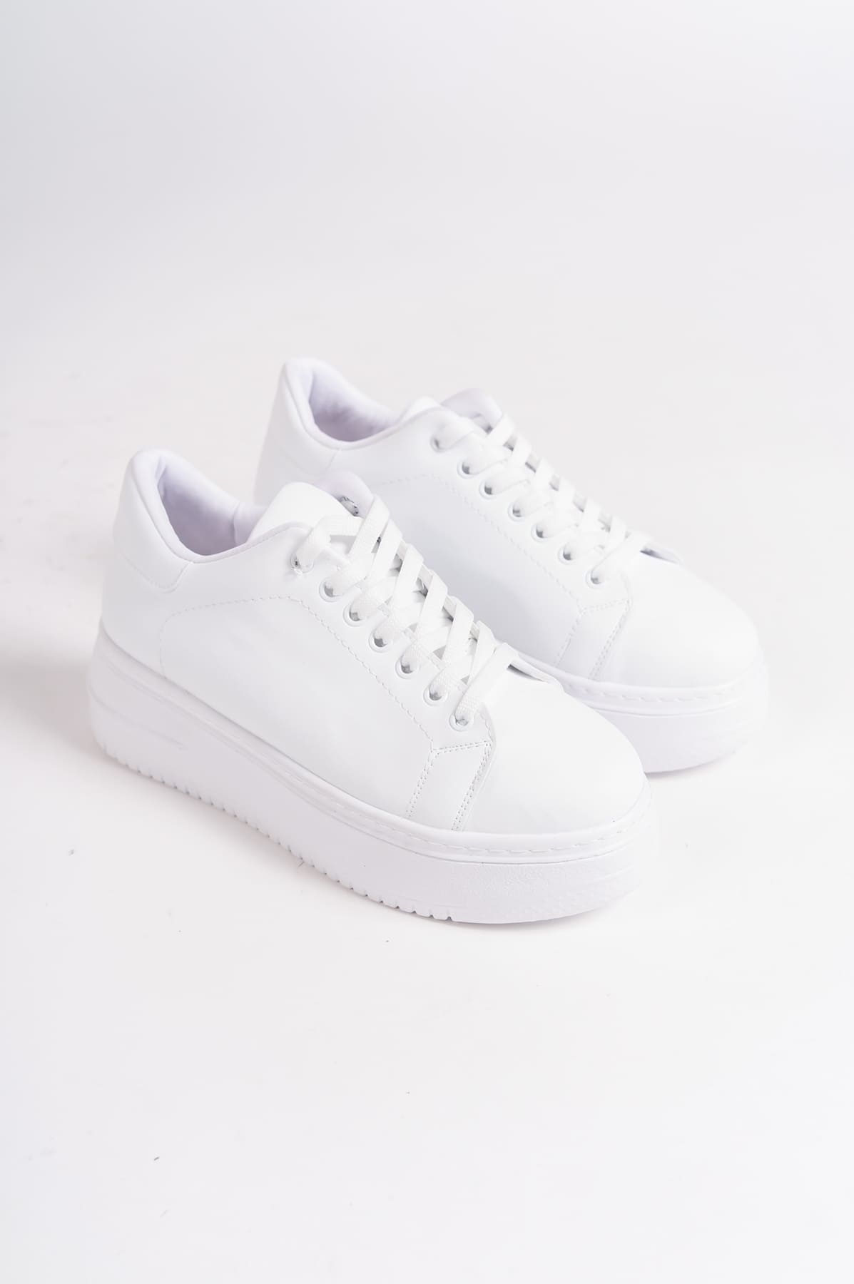 BIANA Bağcıklı Ortopedik Taban Kadın Sneaker Spor Ayakkabı  CBT - Beyaz - Görsel 4