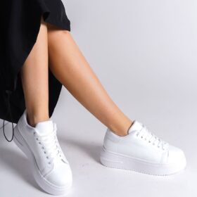 BIANA Bağcıklı Ortopedik Taban Kadın Sneaker Spor Ayakkabı  CBT - Beyaz