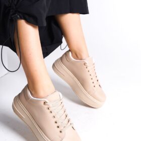 BIANA Bağcıklı Ortopedik Taban Kadın Sneaker Spor Ayakkabı CTT - Ten
