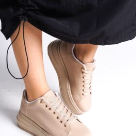 BIANA Bağcıklı Ortopedik Taban Kadın Sneaker Spor Ayakkabı CTT - Ten