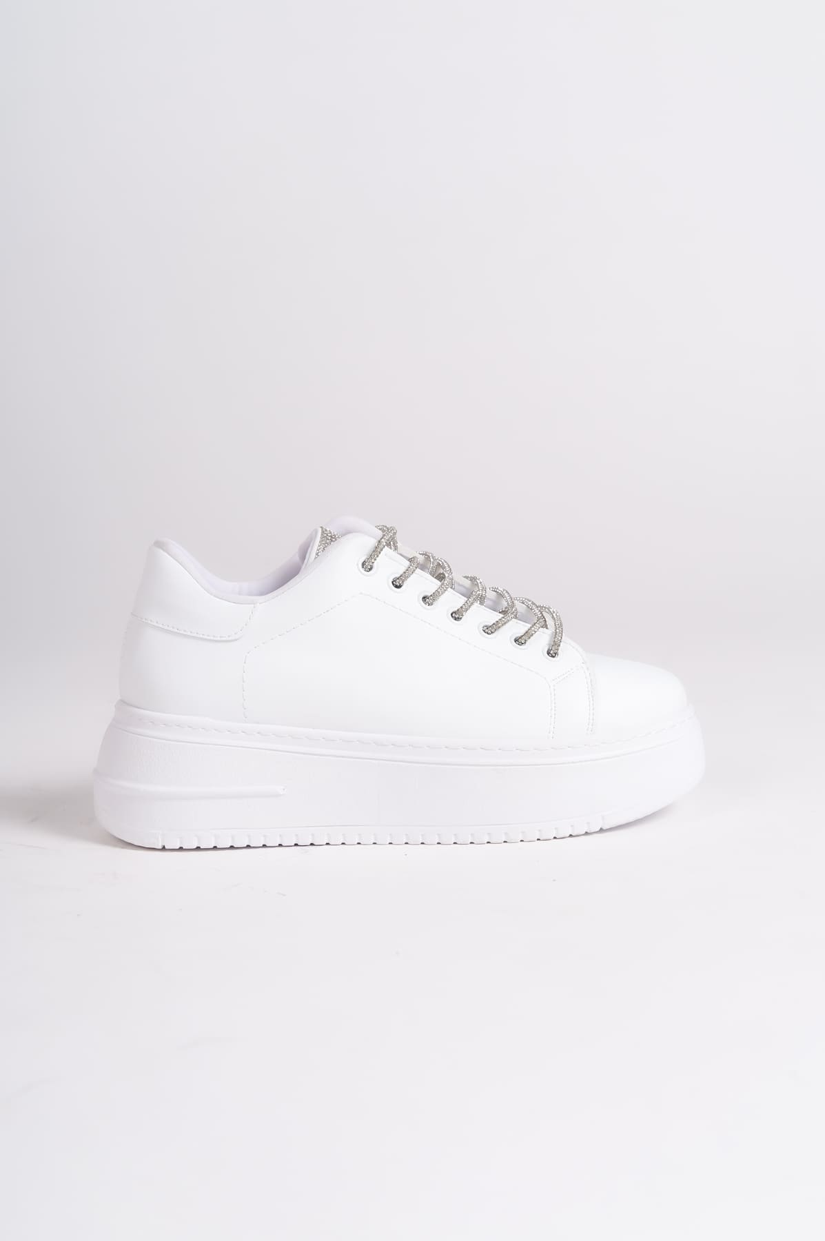 DELLA Bağcıklı Ortopedik Taban Taşlı Kadın Sneaker Spor Ayakkabı CBT - Beyaz - Görsel 6