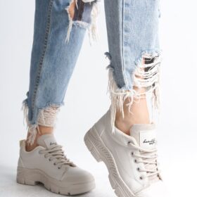 JANE Bağcıklı Ortopedik Taban Kadın Sneaker Spor Ayakkabı  CKT - Krem