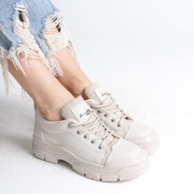 JANE Bağcıklı Ortopedik Taban Kadın Sneaker Spor Ayakkabı  CKT - Krem