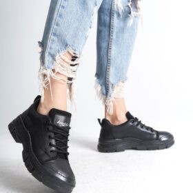 JANE Bağcıklı Ortopedik Taban Kadın Sneaker Spor Ayakkabı  CST - Siyah