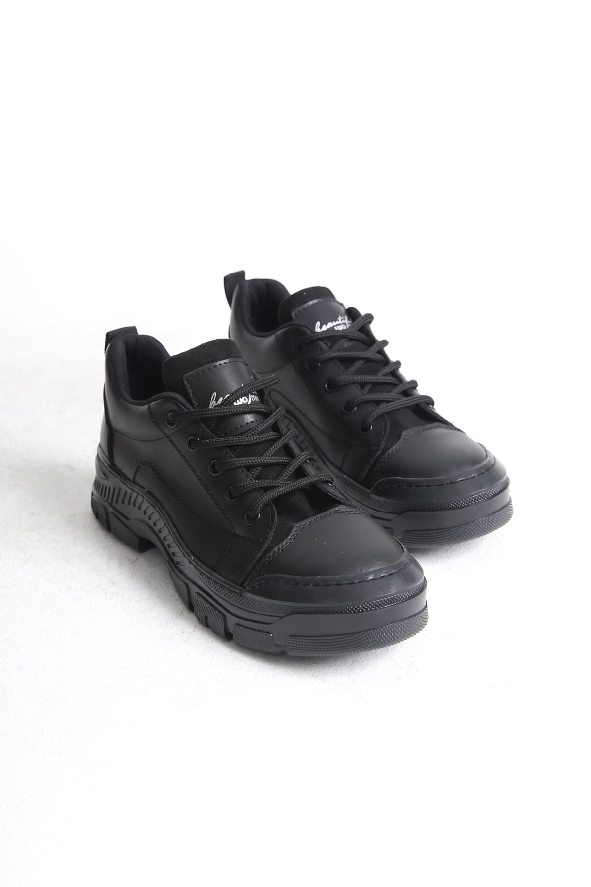 JANE Bağcıklı Ortopedik Taban Kadın Sneaker Spor Ayakkabı  CST - Siyah - Görsel 5
