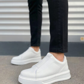 JY007 Alba Bağcıksız Cilt Erkek Günlük Sneaker Ayakkabı CBT Beyaz