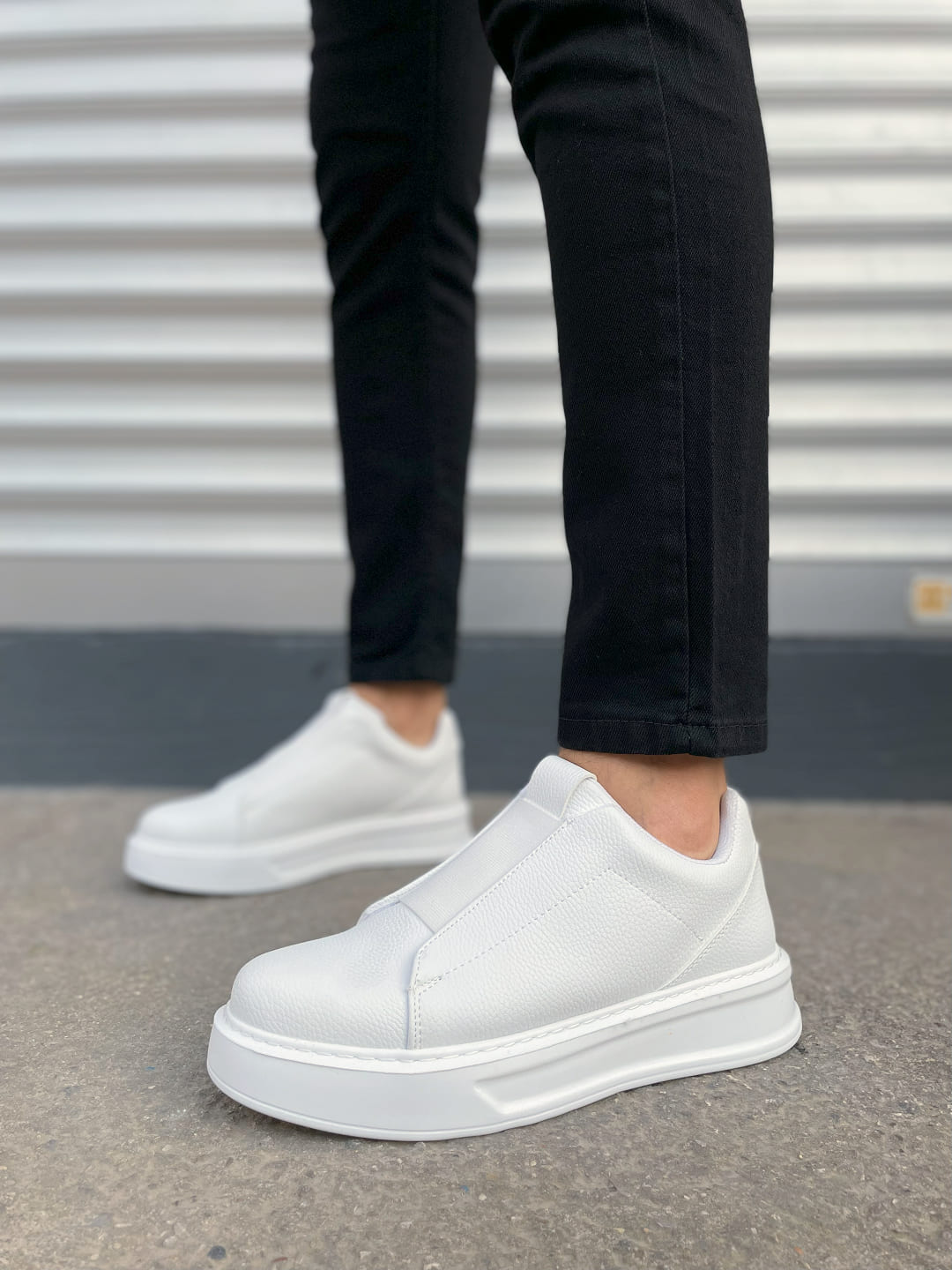 JY007 Alba Bağcıksız Cilt Erkek Günlük Sneaker Ayakkabı CBT Beyaz - Görsel 2