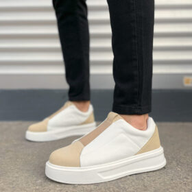 JY007 Alba Bağcıksız Süet Cilt Erkek Günlük Sneaker Ayakkabı SCBT Bej/Beyaz