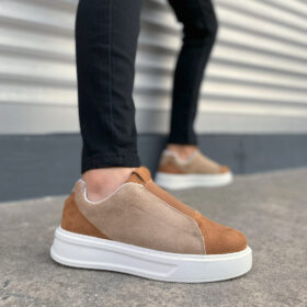 JY007 Alba Bağcıksız Süet Erkek Günlük Sneaker Ayakkabı SBT Taba/Vizon