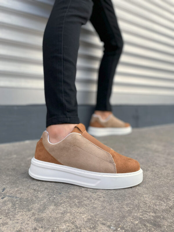 JY007 Alba Bağcıksız Süet Erkek Günlük Sneaker Ayakkabı SBT Taba/Vizon