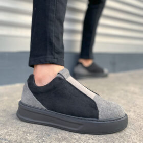 JY007 Alba Bağcıksız Süet Erkek Günlük Sneaker Ayakkabı SST Gri/Siyah