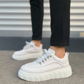 JY010 Cloud Bağcıklı Cilt Erkek Günlük Sneaker Ayakkabı CBT - Beyaz